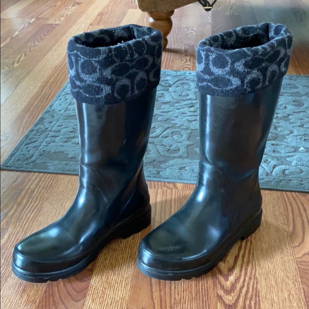 Coach Black Rain Boots